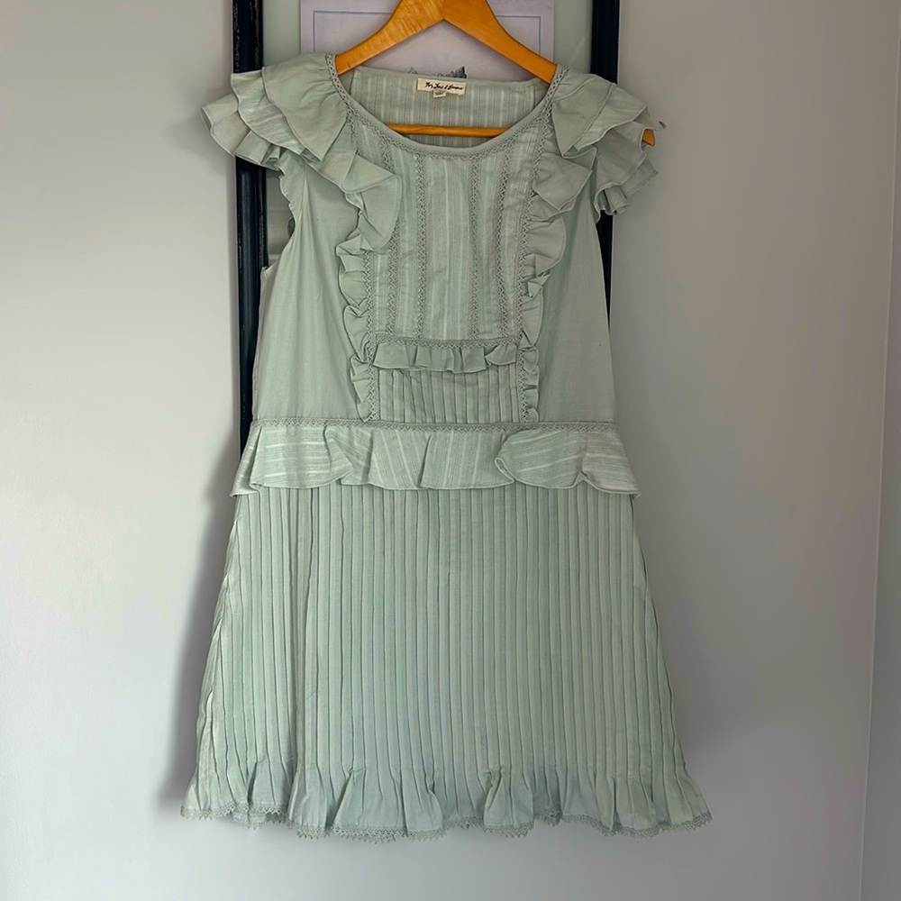 For Love and Lemons riffle shift dress sage green